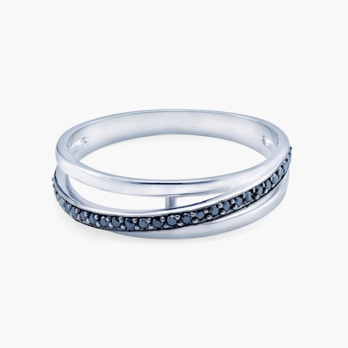 Pierścionek SAVICKI: białe złoto, czarny diament